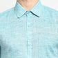 Indian Needle Green Men's Solid Cotton Half Sleeves Formal Shirt