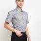 Indian Needle Grey Men's Solid Cotton Half Sleeves Formal Shirt ( SF 783Grey )