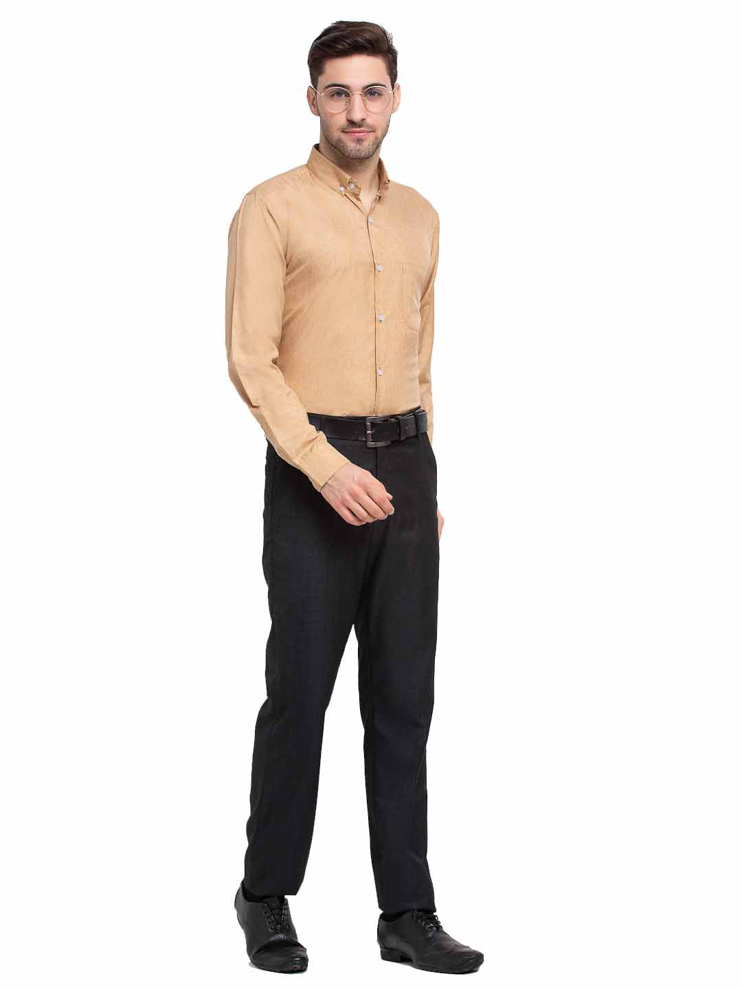 Indian Needle Beige Men's Button Down Collar Cotton Formal Shirt ( SF 785Beige )