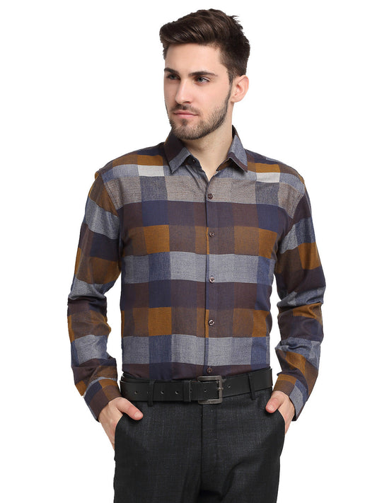 Indian Needle Multicolor Men's Checked Cotton Formal Shirt ( SF 787Multi )