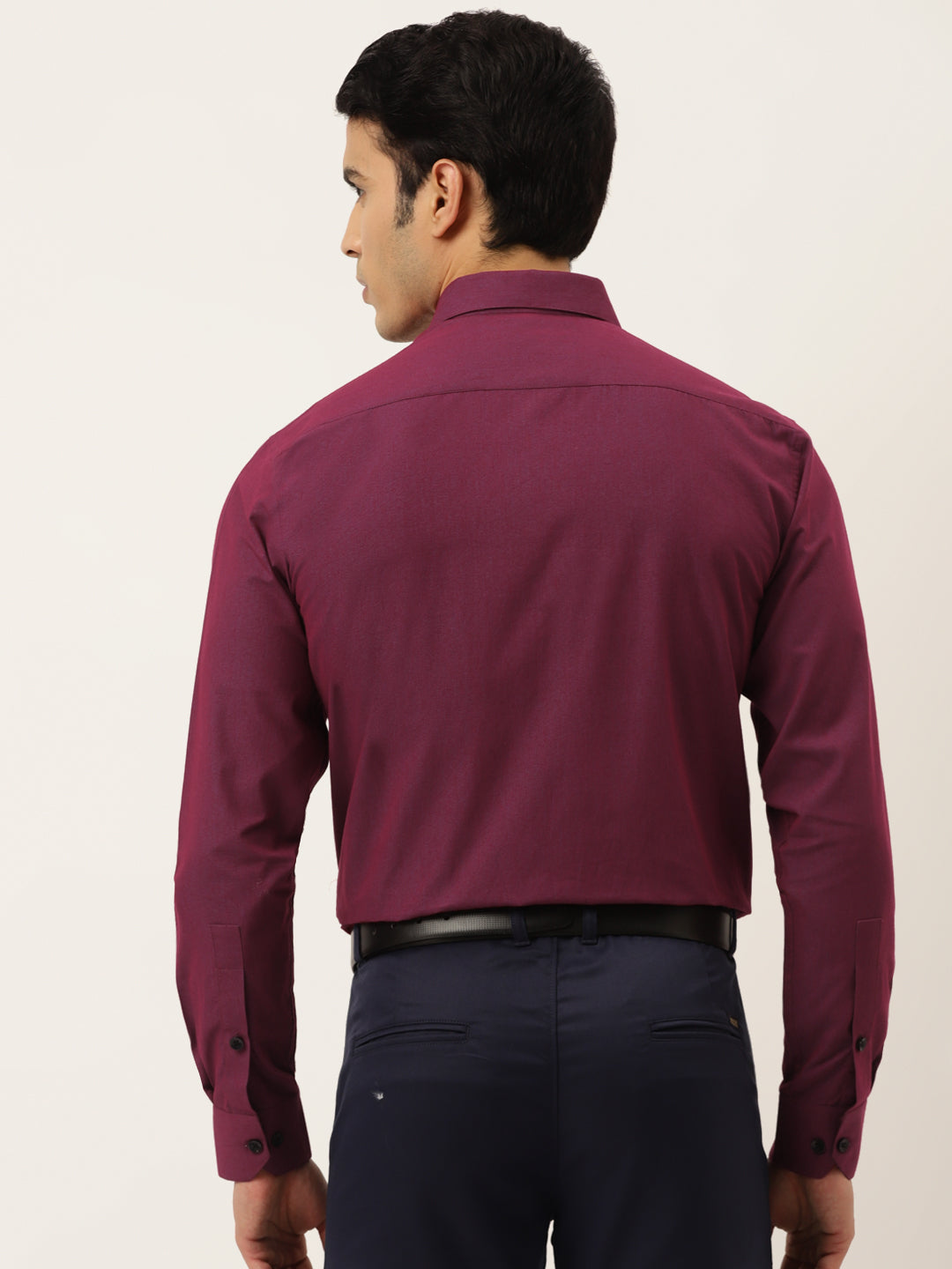 Indian Needle Men's Solid Formal Cotton Shirt ( SF 788Wine )