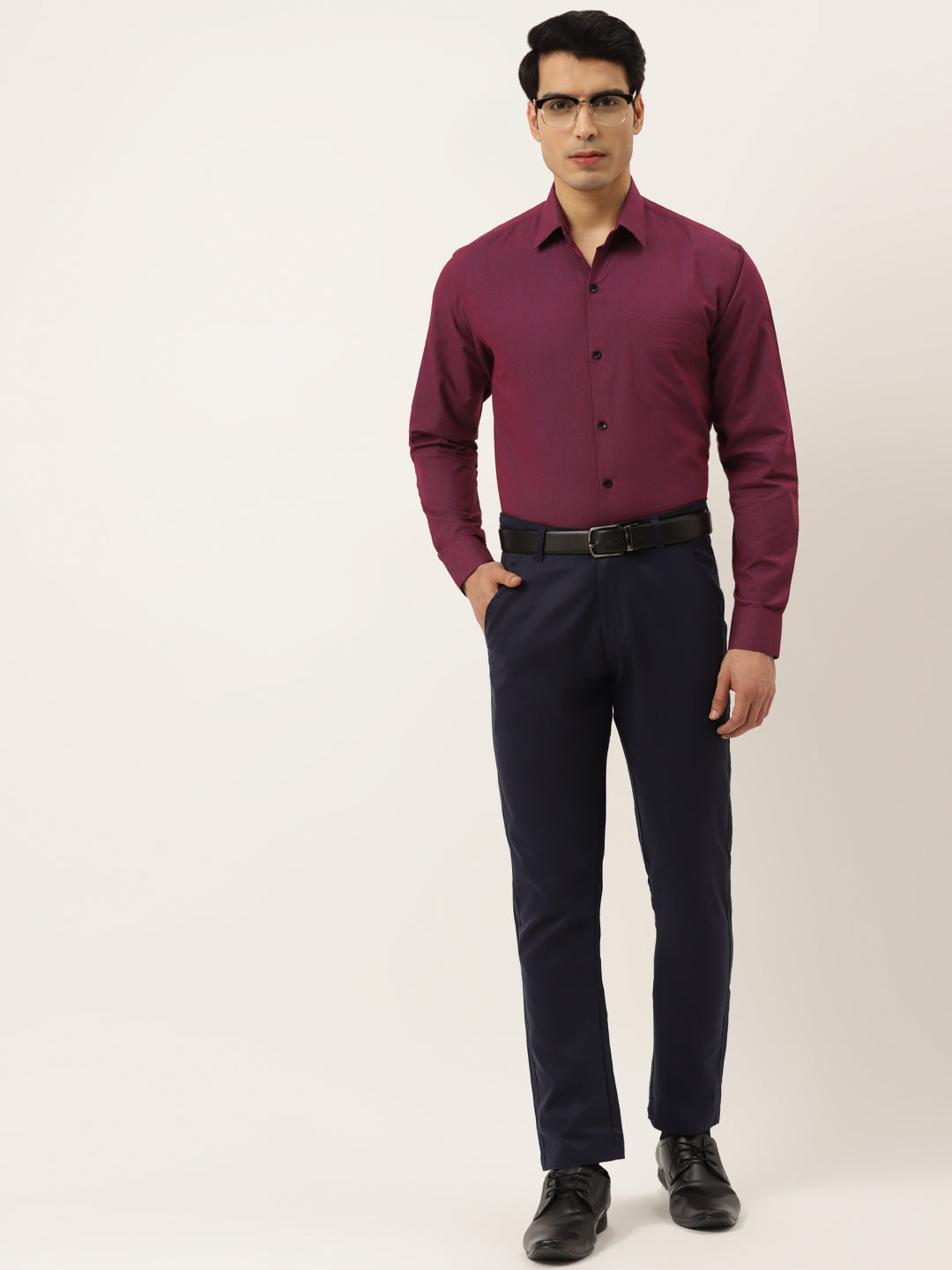 Indian Needle Men's Solid Formal Cotton Shirt ( SF 788Wine )
