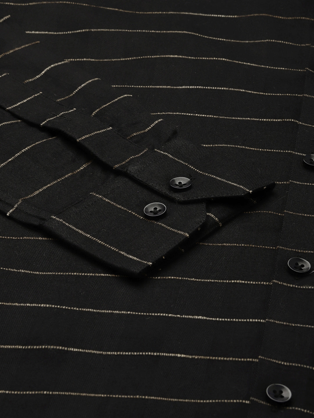 Indian Needle Men's Formal Cotton Horizontal Striped Shirt ( SF 790Black )