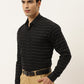 Indian Needle Men's Formal Cotton Horizontal Striped Shirt ( SF 790Black )