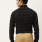 Indian Needle Men's Formal Cotton Horizontal Striped Shirt ( SF 790Black )