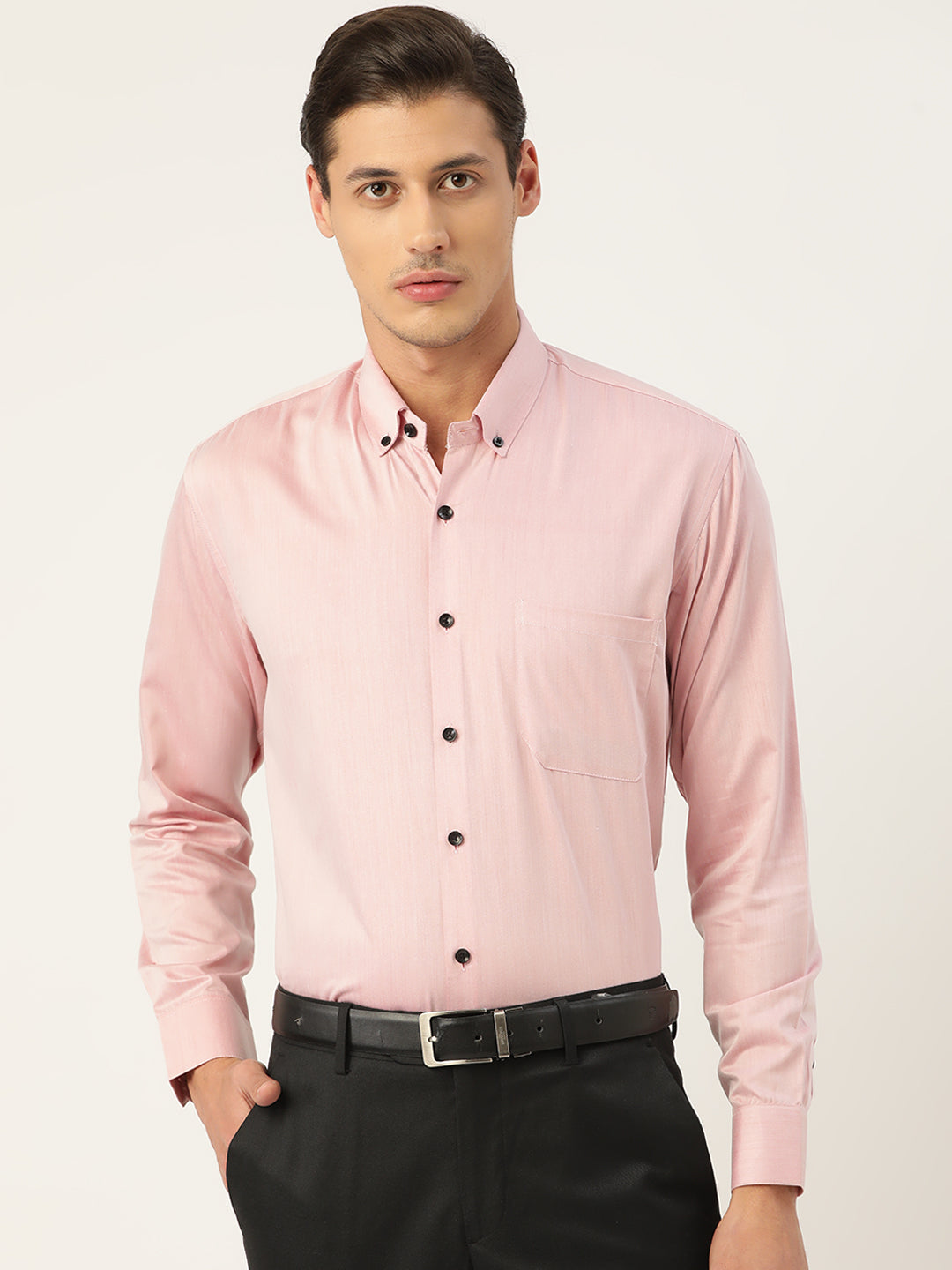 Indian Needle Men's Solid Formal Cotton Shirt ( SF 792Magenta )