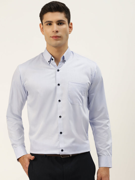 Indian Needle Men's Solid Formal Cotton Shirt ( SF 792Sky )
