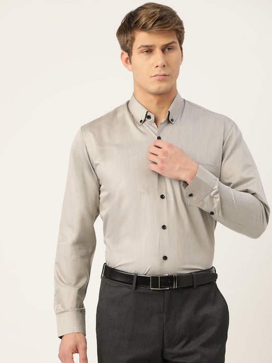Indian Needle Men's Solid Formal Cotton Shirt ( SF 792Steel-Grey )
