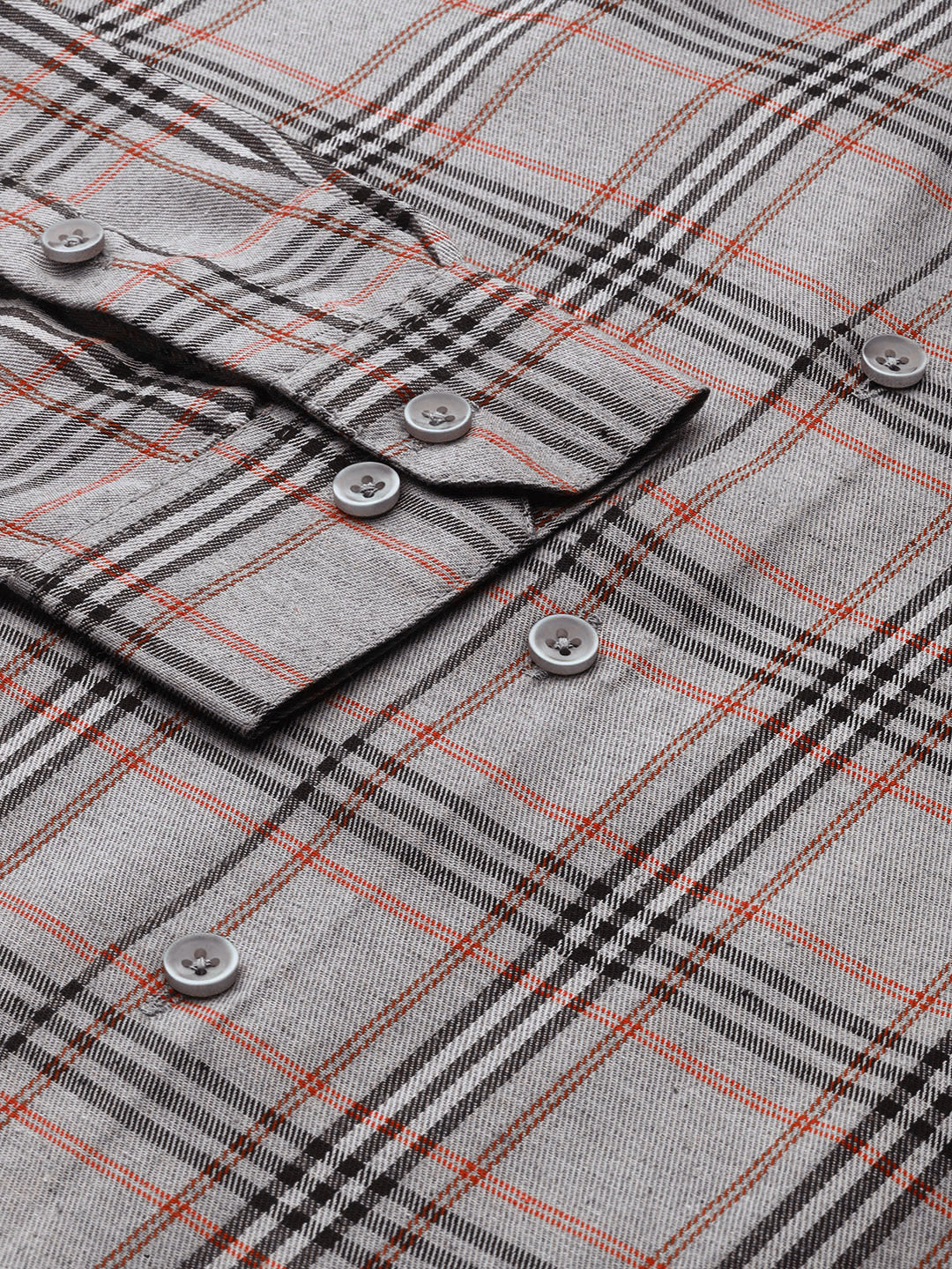 Indian Needle Men's Cotton Checked Formal Shirts ( SF 793Grey )