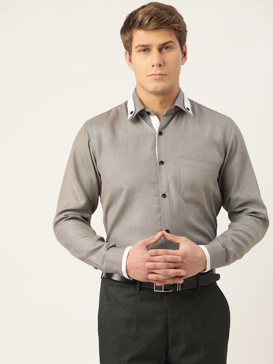 Indian Needle Men's  Cotton Solid Formal Shirts ( SF 796Charcoal )