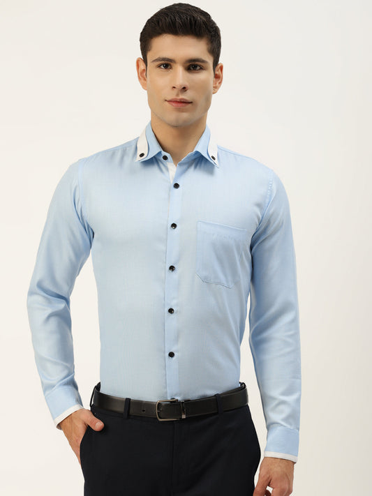 Indian Needle Men's  Cotton Solid Formal Shirts ( SF 796Sky )