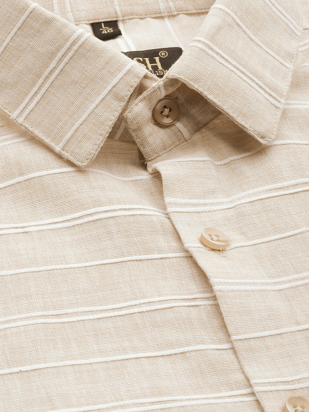 Indian Needle Men's Cotton Striped Formal Shirts ( SF 799Cream )