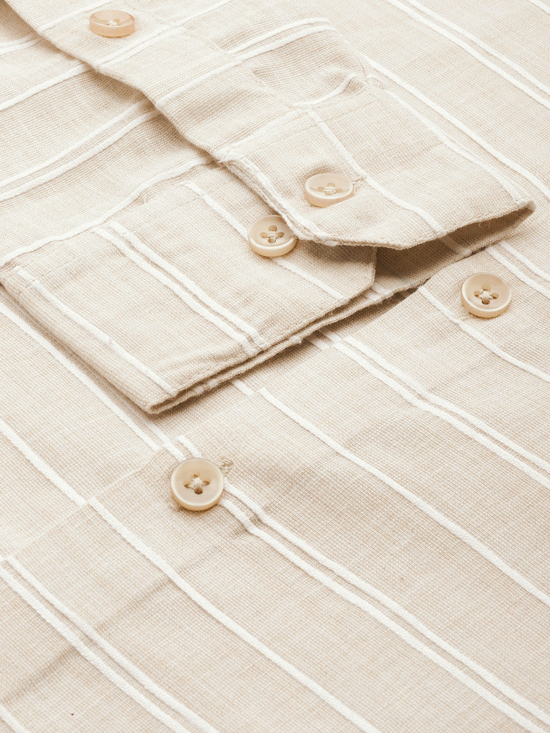 Indian Needle Men's Cotton Striped Formal Shirts ( SF 799Cream )