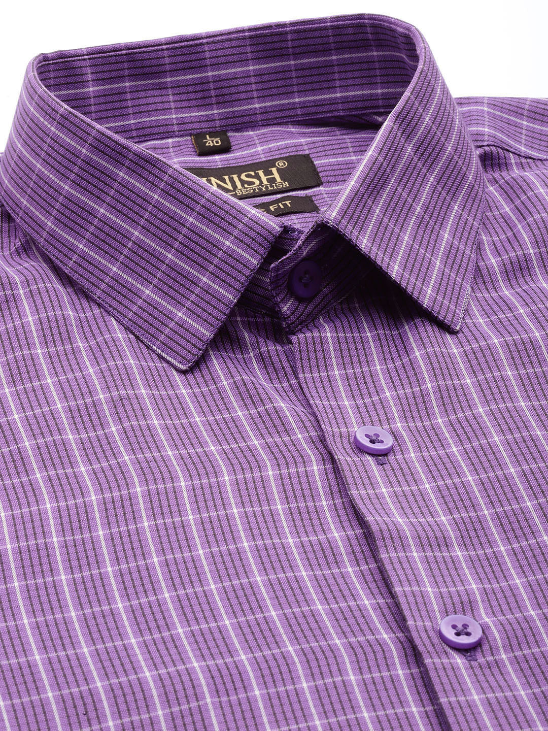 Indian Needle Men's Cotton Checked Formal Shirts ( SF 800Voilet )