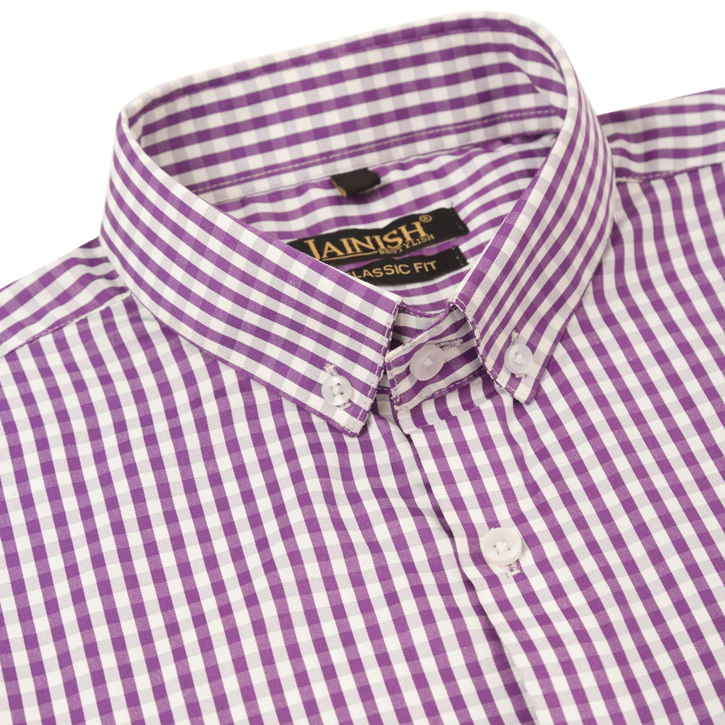 Indian Needle Men's Cotton Checked Button Down Collar Formal Shirts ( SF 810Purple )