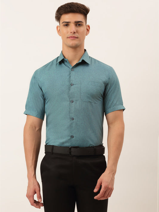 Indian Needle Men's Cotton Solid Half Sleeve Formal Shirts ( SF 811Grey )