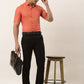 Indian Needle Men's Cotton Solid Half Sleeve Formal Shirts ( SF 811Peach )