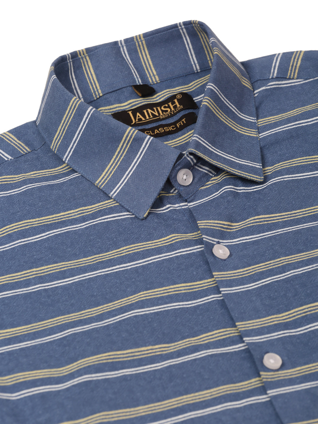 Indian Needle Men's Cotton Striped Half Sleeve Formal Shirts ( SF 816Blue )