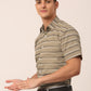 Indian Needle Men's Cotton Striped Half Sleeve Formal Shirts ( SF 816Brown )