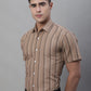 Men's Brown Striped Formal Shirt