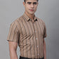 Men's Brown Striped Formal Shirt