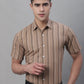 Men's Brown Striped Formal Shirt