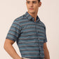 Indian Needle Men's Cotton Striped Half Sleeve Formal Shirts ( SF 816Grey )