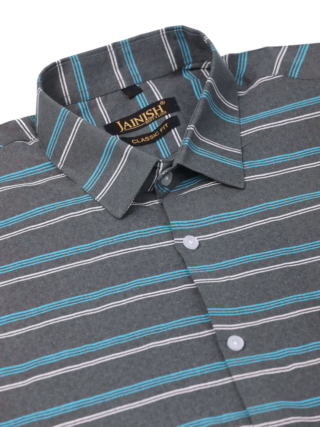 Indian Needle Men's Cotton Striped Half Sleeve Formal Shirts ( SF 816Grey )