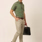 Indian Needle Men's Cotton Striped Half Sleeve Formal Shirts ( SF 816Olive )