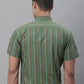 Men's Olive Green Striped Formal Shirt