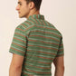 Indian Needle Men's Cotton Striped Half Sleeve Formal Shirts ( SF 816Olive )