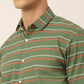 Indian Needle Men's Cotton Striped Half Sleeve Formal Shirts ( SF 816Olive )