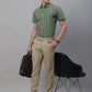 Men's Olive Green Striped Formal Shirt