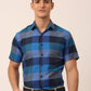 Indian Needle Men's Cotton Checked Half Sleeve Formal Shirts ( SF 817Blue )