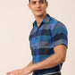 Indian Needle Men's Cotton Checked Half Sleeve Formal Shirts ( SF 817Blue )