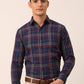Indian Needle Men's Cotton Checked Formal Shirts ( SF 819Navy )