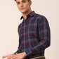 Indian Needle Men's Cotton Checked Formal Shirts ( SF 819Navy )