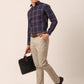 Indian Needle Men's Cotton Checked Formal Shirts ( SF 819Navy )