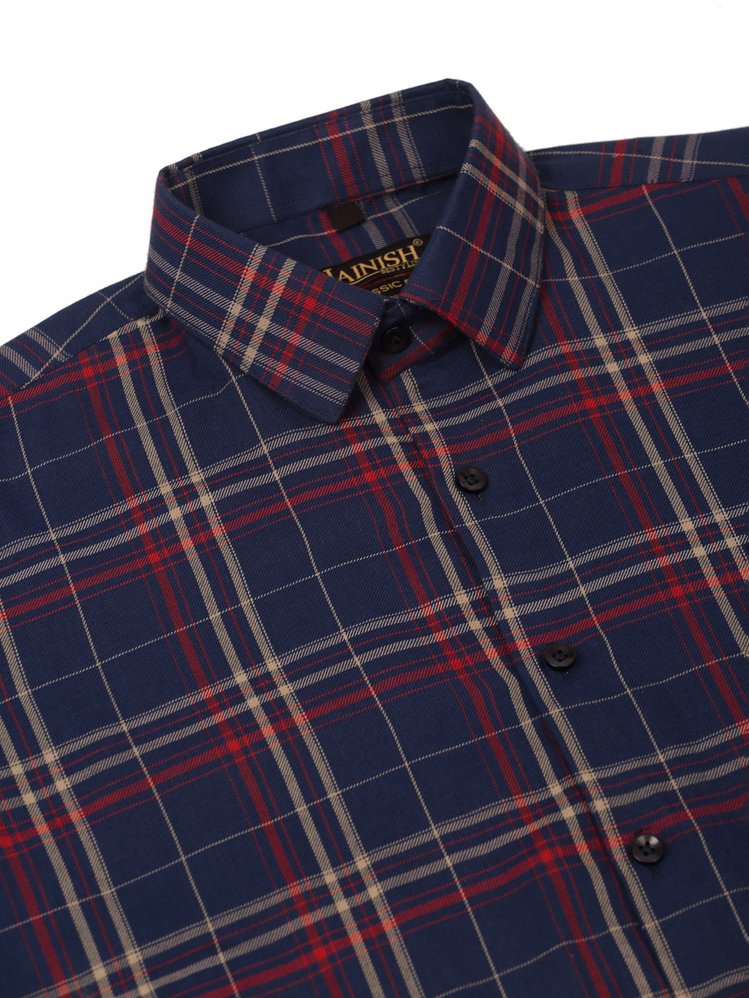Indian Needle Men's Cotton Checked Formal Shirts ( SF 819Navy )