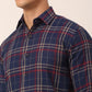 Indian Needle Men's Cotton Checked Formal Shirts ( SF 819Navy )