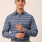 Indian Needle Men's  Cotton Striped Formal Shirts ( SF 820Blue )