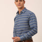 Indian Needle Men's  Cotton Striped Formal Shirts ( SF 820Blue )