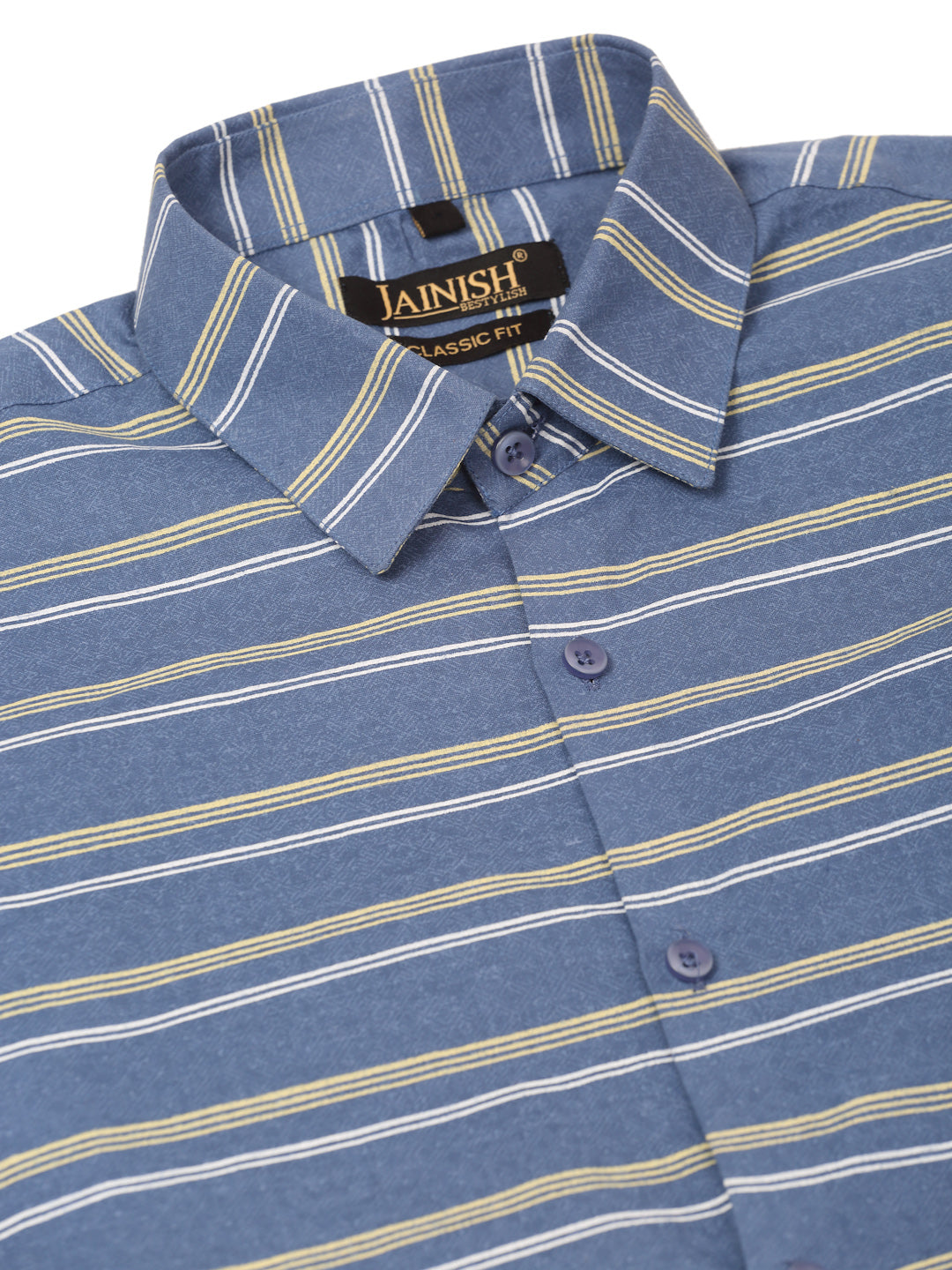 Indian Needle Men's  Cotton Striped Formal Shirts ( SF 820Blue )