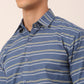 Indian Needle Men's  Cotton Striped Formal Shirts ( SF 820Blue )
