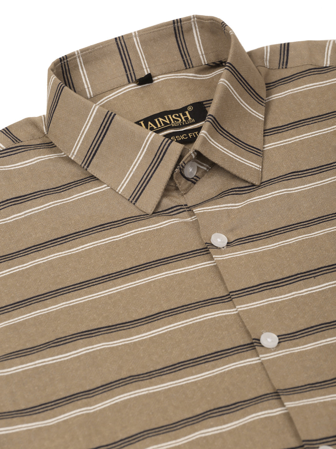 Indian Needle Men's  Cotton Striped Formal Shirts ( SF 820Brown )