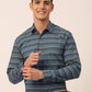 Indian Needle Men's  Cotton Striped Formal Shirts ( SF 820Grey )