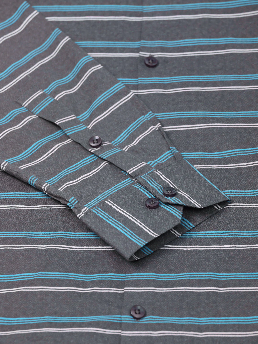 Indian Needle Men's  Cotton Striped Formal Shirts ( SF 820Grey )