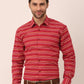 Indian Needle Men's  Cotton Striped Formal Shirts ( SF 820Maroon )