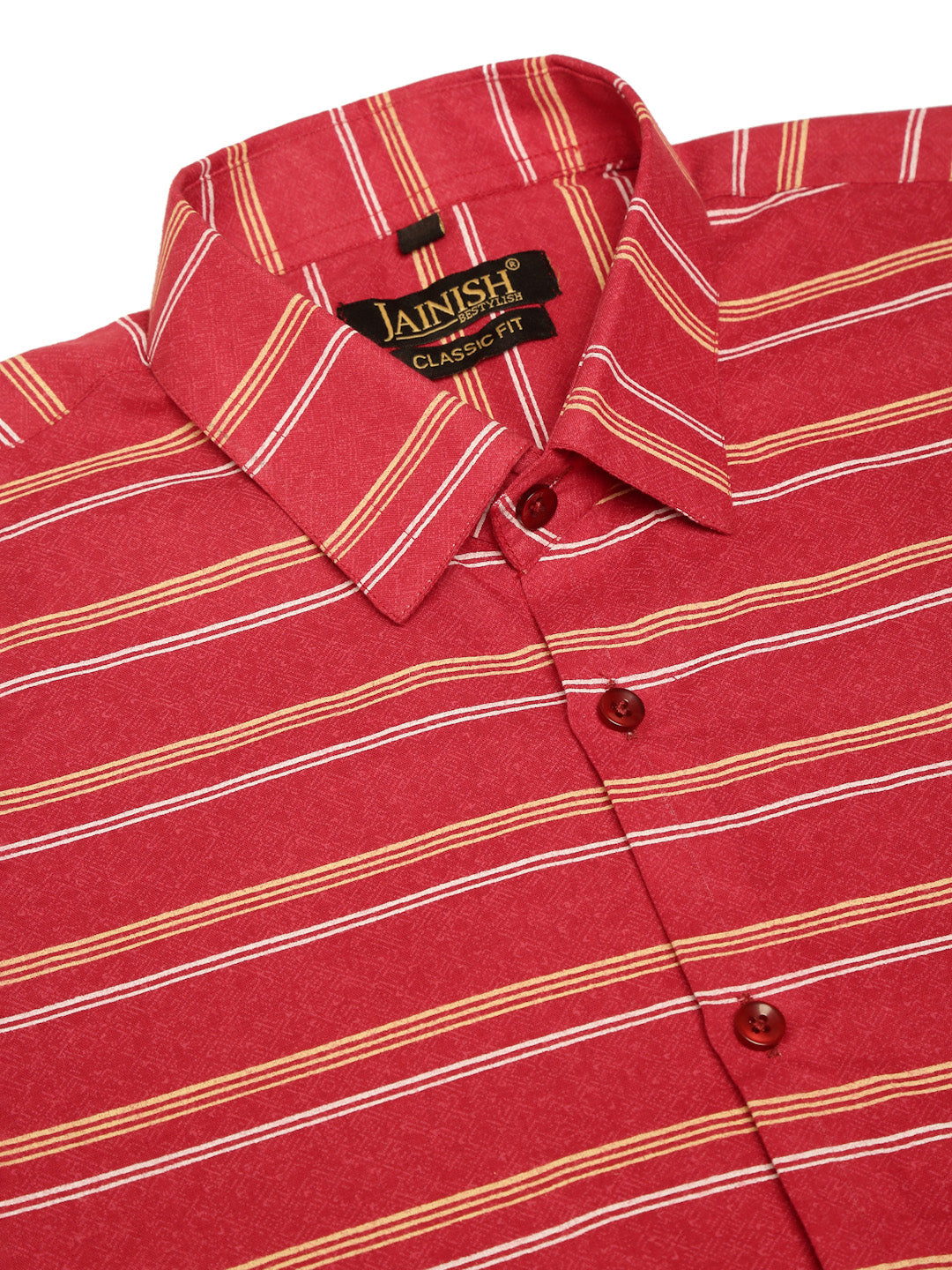 Indian Needle Men's  Cotton Striped Formal Shirts ( SF 820Maroon )