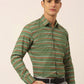 Indian Needle Men's  Cotton Striped Formal Shirts ( SF 820Olive )